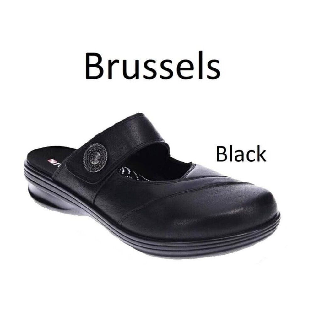 Revere Brussels Womens Clogs Sandals Black Mary Jane Casual Black Sz 8 Leather - Picture 9 of 9